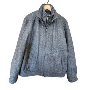 London Fog Mens Lined Full Zip Gray Wool Jacket Size L